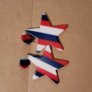 Red, White,Blue Star earrings